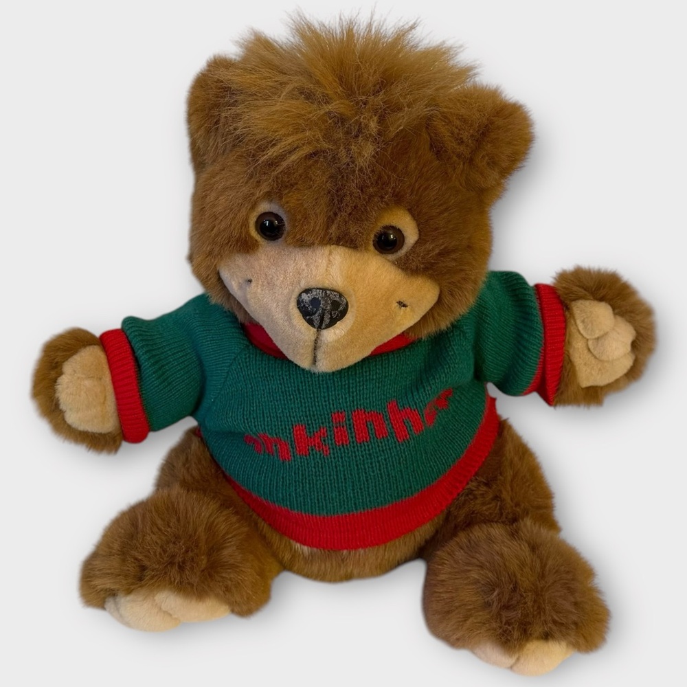 Vintage Eaton's Punkinhead Plush Bear Green Red Sweater & Secret Pouch 1…